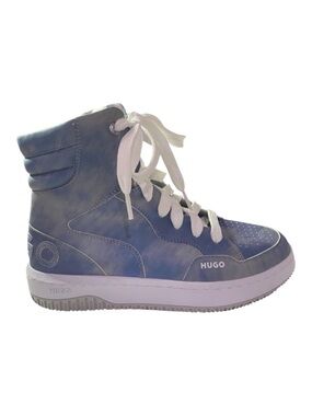 New HUGO Killian Hilto Sneakers Size 6.5-7 / 37 High Tops Blue Grey Watercolor